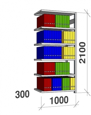 Extension bay 2100x1000x300 200kg/shelf,6 shelves