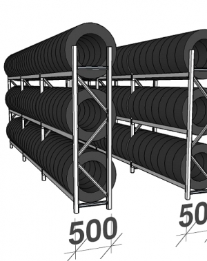 Tyre racking for a 20-foot container