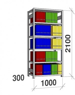 Startsektion 2100x1000x300 begagnad, 6 hyllor