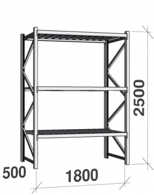 Starter bay 2500x1800x500 480kg/level,3 levels with steel decks