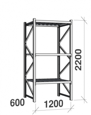 Starter bay 2200x1200x600 600kg/level,3 levels with steel decks