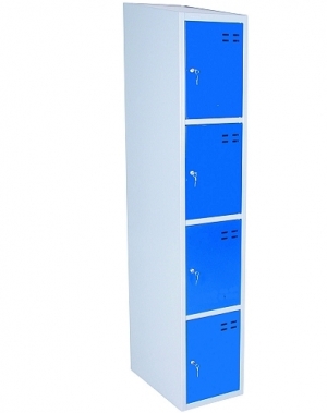 Storage locker, blue/grey 4 compartments 1920x350x550