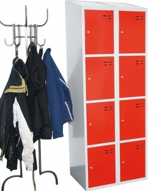 Storage locker, red/grey 8 compartments 1920x700x550