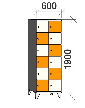 6-tier locker, 12 doors, 1900x600x545 mm