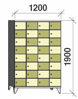 8-tier locker, 32 doors, 1900x1200x545 mm