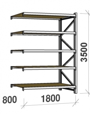 Extension bay 3500x1800x800 480kg/level,5 levels with chipboard MAXI