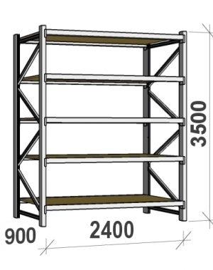 Starter bay 3500x2400x900 300kg/level,5 levels with chipboard MAXI