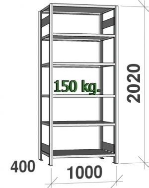 Startsektion 2020x1000x400 begagnade, 6 hyllor ZN Kasten