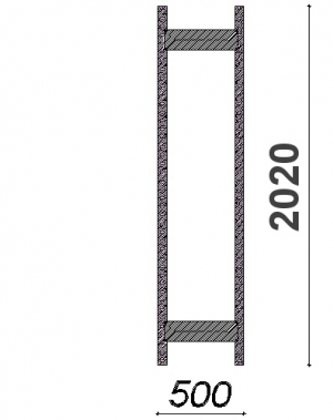 Side frame 2020x500 ZN Kasten, used