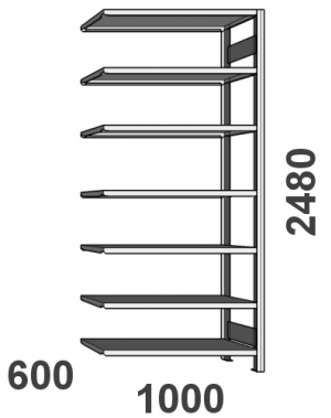 Extension bay 2480x1000x600, 7 shelves, ZN Kasten used