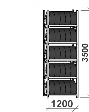 Starter Bay 3500x1200x500, 5 levels Tyre Rack MAXI