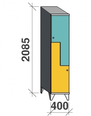 Z-locker 2085x400x545, 2 doors with sloping top