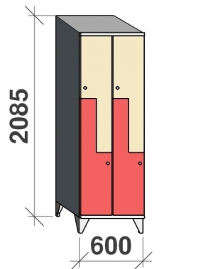 Z-locker 2085x600x545, 4 doors with sloping top