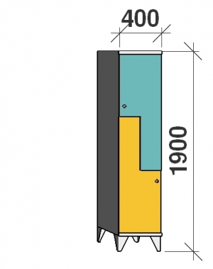 Z- Metallskåp, 2 dörrar, 1900x400x545