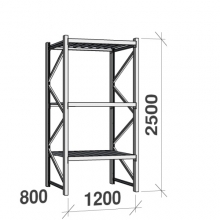 Lagerhylla startsektion 2500x1200x800 600kg/hyllplan,3 hyllor