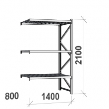 Lagerhylla följesektion 2100x1400x800 600kg/hyllplan,3 hyllor