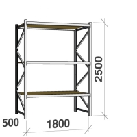 Lagerhylla startsektion 2500x1800x500 480kg/hyllplan,3 hyllor, spånskiva