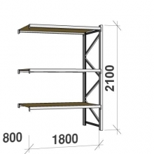 Lagerhylla följesektion 2100x1800x800 480kg/hyllplan 3 hyllor, spånskiva