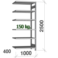 Extension bay 2500x1000x400 150kg/shelf,6 shelves