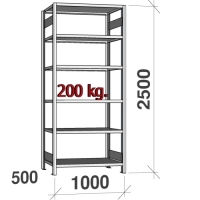 Starter bay 2500x1000x500 200kg/shelf,6 shelves