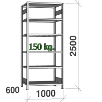 Lagerhylla startsektion 2500x1000x600 150kg/hyllplan,6 hyllor