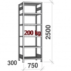 Starter bay 2500x750x300 200kg/shelf,6 shelves