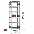 Starter bay 2500x750x400 200kg/shelf,6 shelves