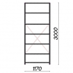 Starter bay 3000x1170x400 150kg/shelf,7 shelves