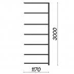 Extension bay 3000x1170x300 200kg/shelf,7 shelves