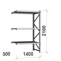 Lagerhylla följesektion 2100x1400x500 600kg/hyllplan,3 hyllor