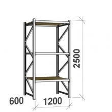 Lagerhylla startsektion 2500x1200x600 600kg/hyllplan,3 hyllor, spånskiva