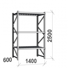 Lagerhylla startsektion 2500x1400x600 600kg/hyllplan,3 hyllor