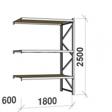 Lagerhylla följesektion 2500x1800x600 480kg/hyllplan 3 hyllor, spånskiva