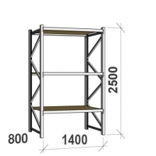 Lagerhylla startsektion 2500x1400x800 600kg/hyllplan,3 hyllor, spånskiva