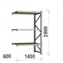 Lagerhylla följesektion 2500x1400x800 600kg/hyllplan 3 hyllor, spånskiva