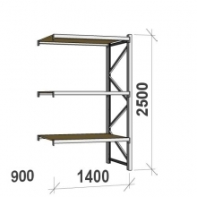 Lagerhylla följesektion 2500x1400x900 600kg/hyllplan 3 hyllor, spånskiva