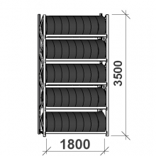 Däckställ startsektion 3500x1800x500, 5 hyllplan,480kg/plan MAXI