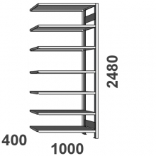 Extension bay 2480x1000x400, 7 shelves, ZN Kasten used