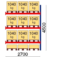 Pallställ följesektion 4500x2700 1041kg/12 pallar