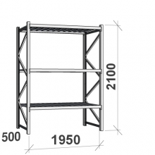 Lagerhylla startsektion 2100x1950x500 440kg/hyllplan,3 hyllor MAXI