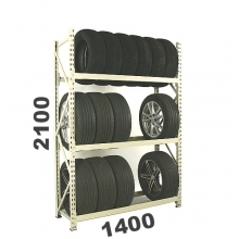 Däckställ startsektion 2100x1400x500, 3 hyllplan,600kg/plan begagn. MAXI