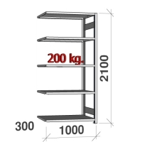 Lagerhylla följesektion 2100x1000x300 200kg/hyllplan,5 hyllor