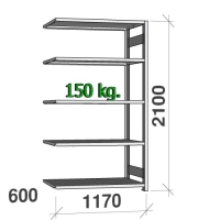 Lagerhylla följesektion 2100x1170x600 150kg/hyllplan,5 hyllor