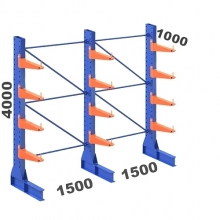 Enkelsidigt grenställ 3 st Pelare, 12 st Arm 1000 mm/4000Hx3000Bx1000D