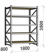 Lagerhylla startsektion 3500x1800x800 480kg/hyllplan,5 hyllor, spånskiva MAXI