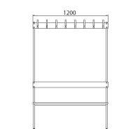 Double bench 1700x1200x770 16 hook rail