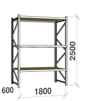 Lagerhylla startsektion 2500x1800x600 480kg/hyllplan,3 hyllor, spånskiva