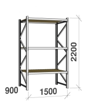 Lagerhylla startsektion 2200x1500x900 600kg/hyllplan,3 hyllor, spånskiva