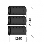Däckställ följesektion 2100x1250x500, 3 hyllplan