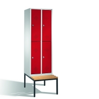 2-tier locker with bench, 4 doors, 2090x610x500/815 mm